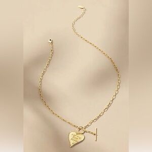 Anthropologie Not My First Rodeo Heart Charm Necklace -Gold
